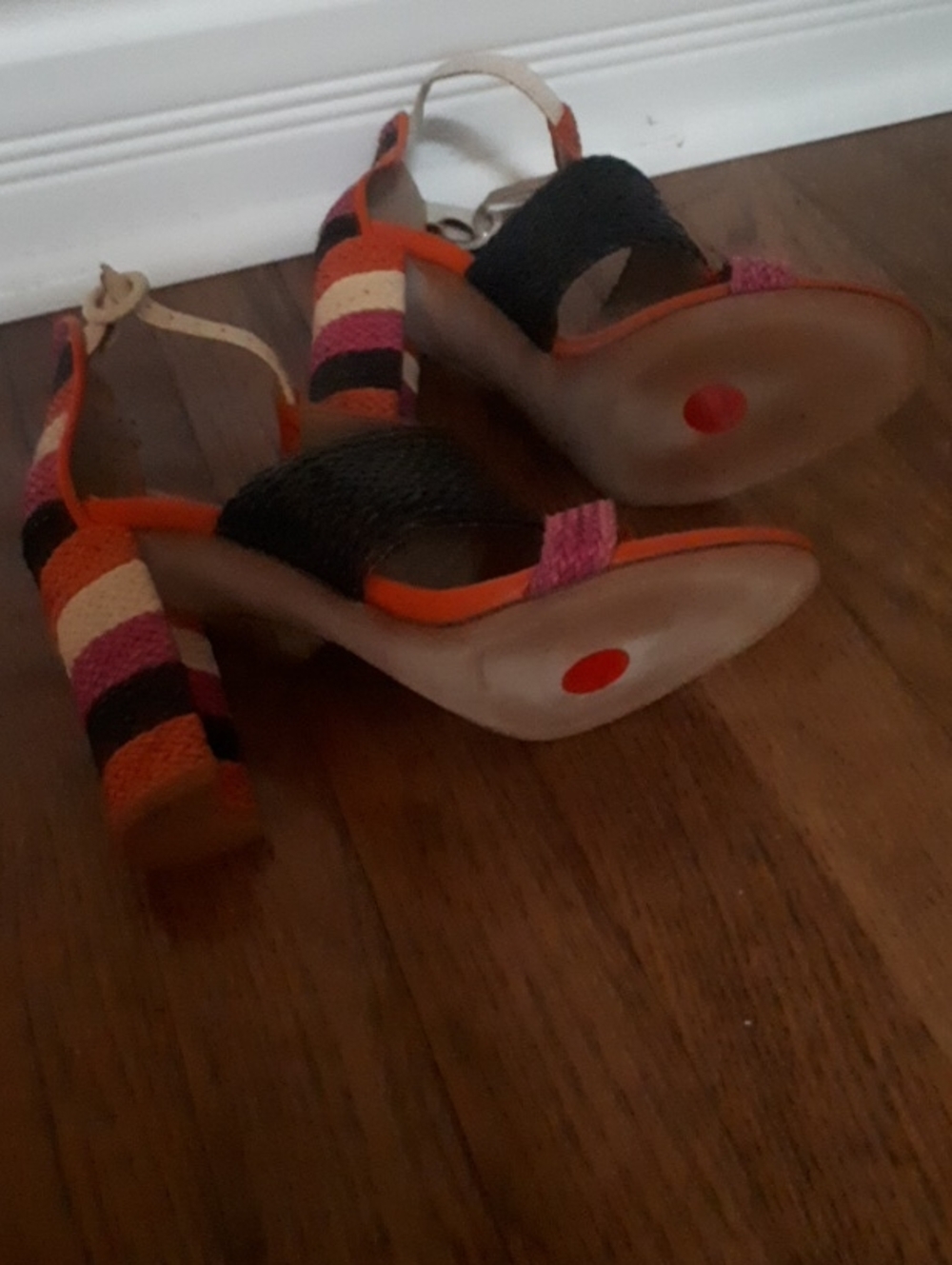 Rare Zara Orange Multicolor Strappy High-Heel Sandals - Picture 5 of 5